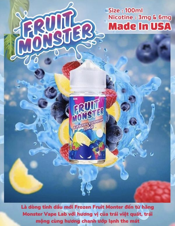 Fruits Monster Việt Quất Chanh the mát 100ml - Tinh dầu Vape USA