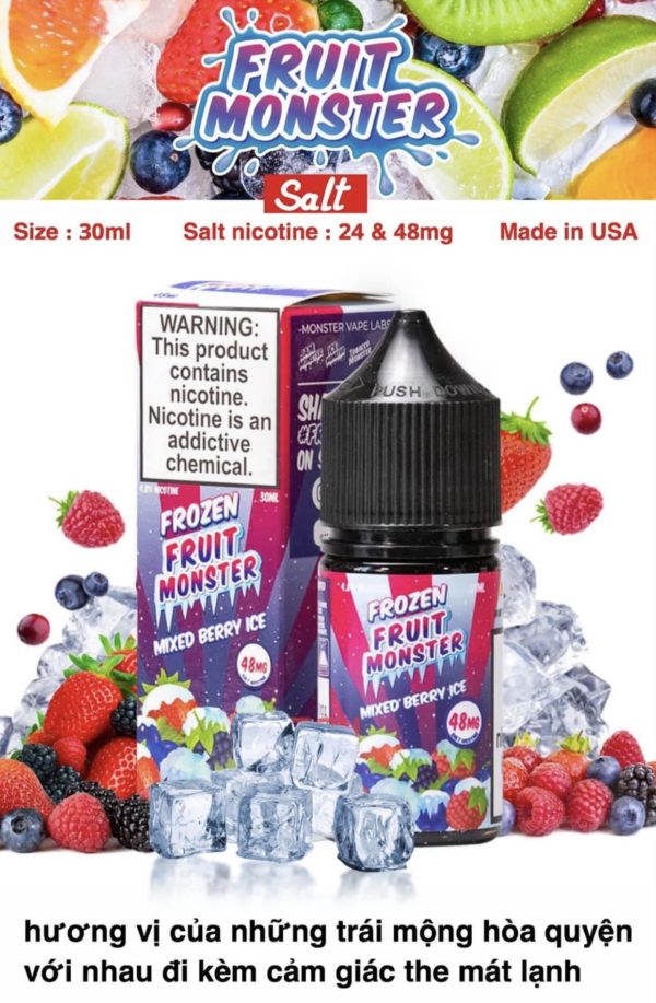 Saltnic USA 30ml/48mg Fruits Monster mixed berry ice hương vị hoa quả rừng nhiệt đới