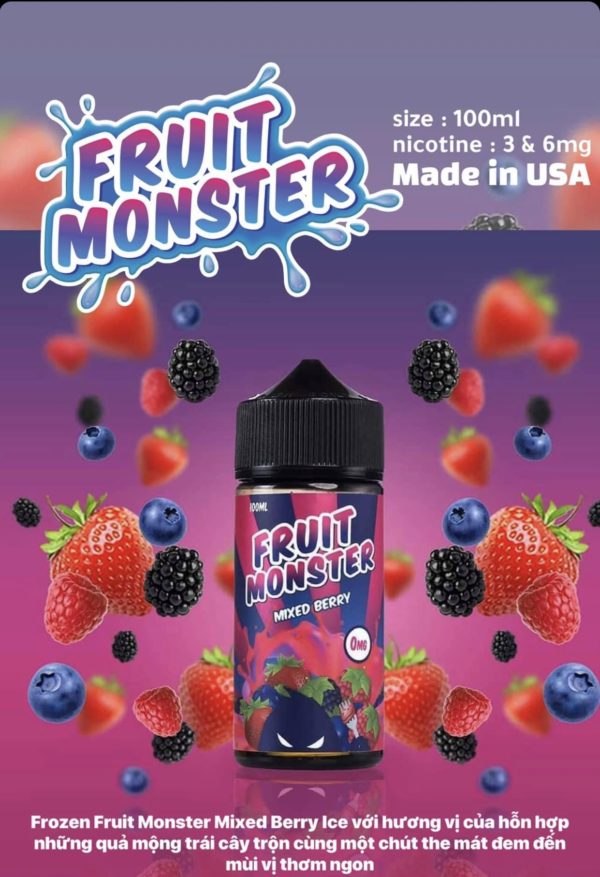 Sản phẩm Fruits Monster Trái Cây Rừng nhiệt đới the mát 100ml - Tinh dầu vape Mỹ USA